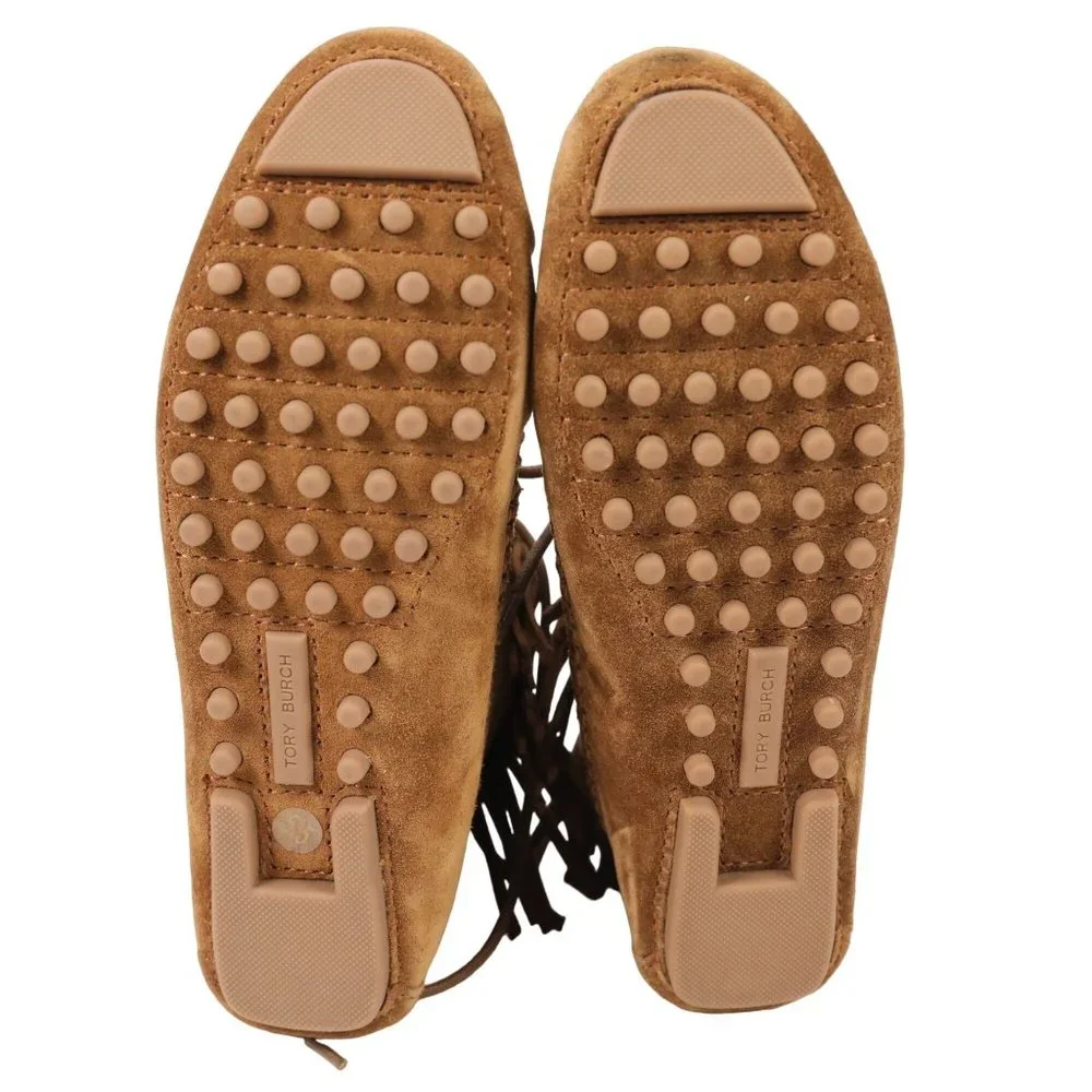 Tory Burch Sonoma Bootie Fringe Suede Brown Women's 5.5 Ankle Moccasins Boots - Picture 3 of 16